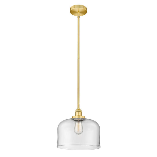 Innovations Bell 12in 1-Light Mini Pendant | Industrial Satin Gold and Clear Glass | Kitchen Island & Dining Room | 11.5 x 11.5 x | Model 616-1SH-SG-G72-L