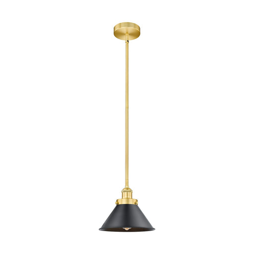 Innovations Briarcliff 10in 1-Light Mini Pendant | Traditional Industrial Satin Gold Steel and Matte Black Metal | Kitchen | Model 616-1SH-SG-M10-BK-LED