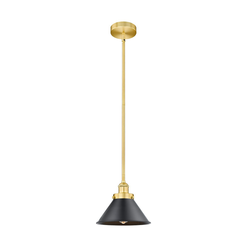 Innovations Briarcliff 10in 1-Light Mini Pendant | Traditional Industrial Satin Gold Steel and Matte Black Metal | Kitchen | Model 616-1SH-SG-M10-BK-LED