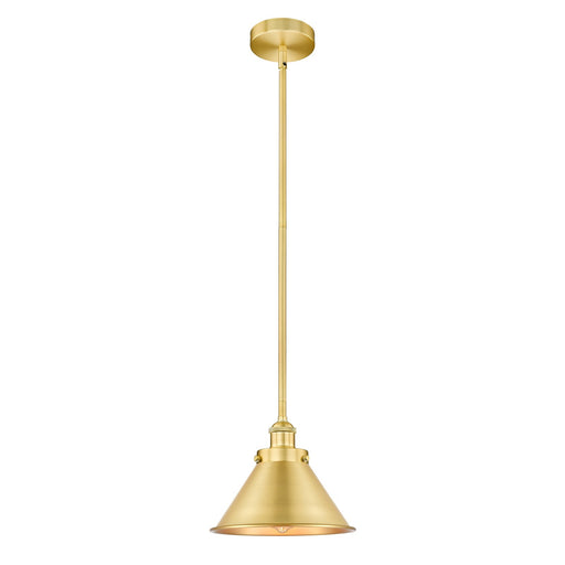 Innovations Briarcliff 10in 1-Light Mini Pendant | Traditional Industrial Satin Gold Steel and Cast Brass with Satin Gold Metal | Model 616-1SH-SG-M10-SG