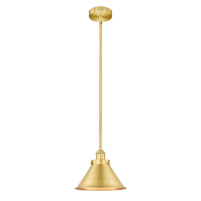 Innovations Briarcliff 10in 1-Light Mini Pendant | Traditional Industrial Satin Gold Steel and Cast Brass with Satin Gold | Model 616-1SH-SG-M10-SG-LED