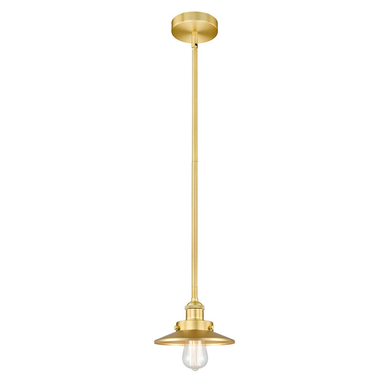 Innovations Lighting Edison 8in 1-Light Mini Pendant | Industrial Satin Gold Steel and Cast Brass with Satin Gold Metal Cone Shade | Model 616-1SH-SG-M4