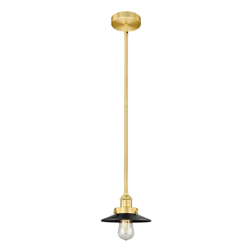 Innovations Edison 8in 1-Light Mini Pendant | Industrial Satin Gold Steel and Matte Black Metal Shade | Kitchen Island & Dining | Model 616-1SH-SG-M6-BK