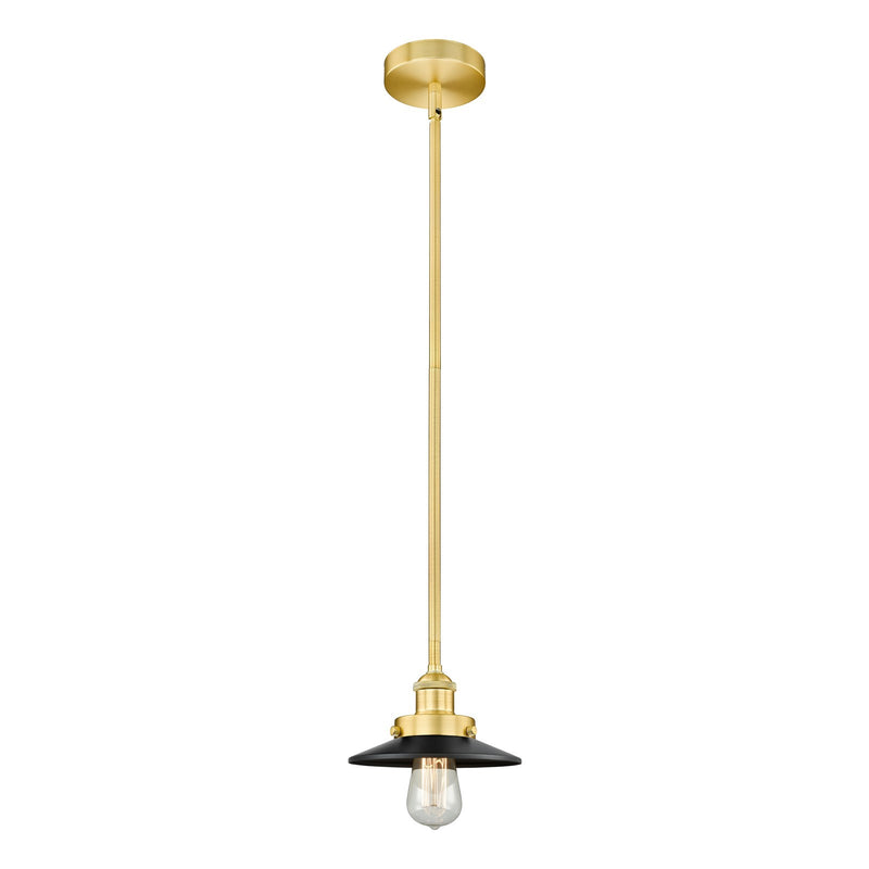Innovations Edison 8in 1-Light Mini Pendant | Industrial Satin Gold Steel and Matte Black Metal Shade | Kitchen Island & Dining | Model 616-1SH-SG-M6-BK