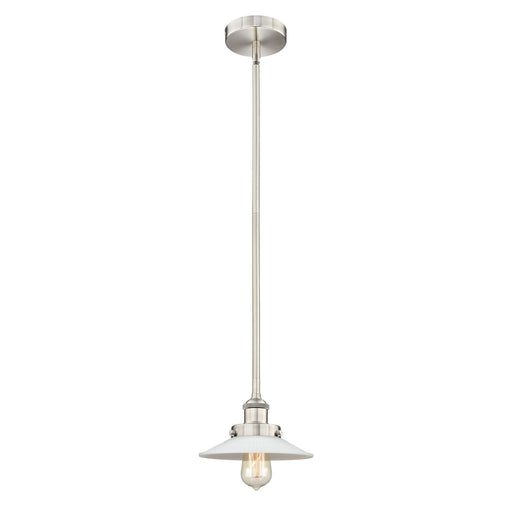 Innovations Halophane 9in 1-Light Mini Pendant | Industrial Brushed Satin Nickel Steel and Matte White Frosted Glass | Kitchen | Model 616-1SH-SN-G1