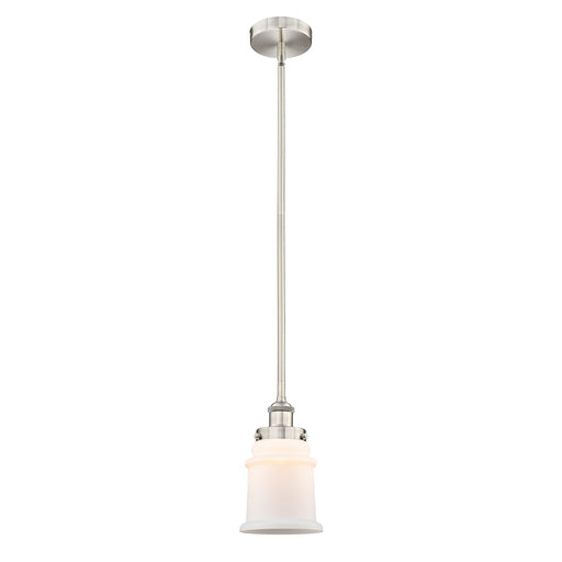 Innovations Canton 6in 1-Light Mini Pendant | Industrial Brushed Satin Nickel and Matte White Frosted Glass | Kitchen Island & | Model 616-1SH-SN-G181