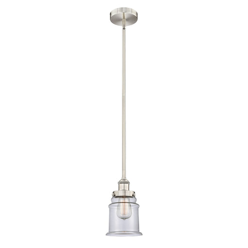 Innovations Canton 6in 1-Light Mini Pendant | Industrial Brushed Satin Nickel Steel and Clear Glass | Kitchen Island & Dining Room | Model 616-1SH-SN-G182
