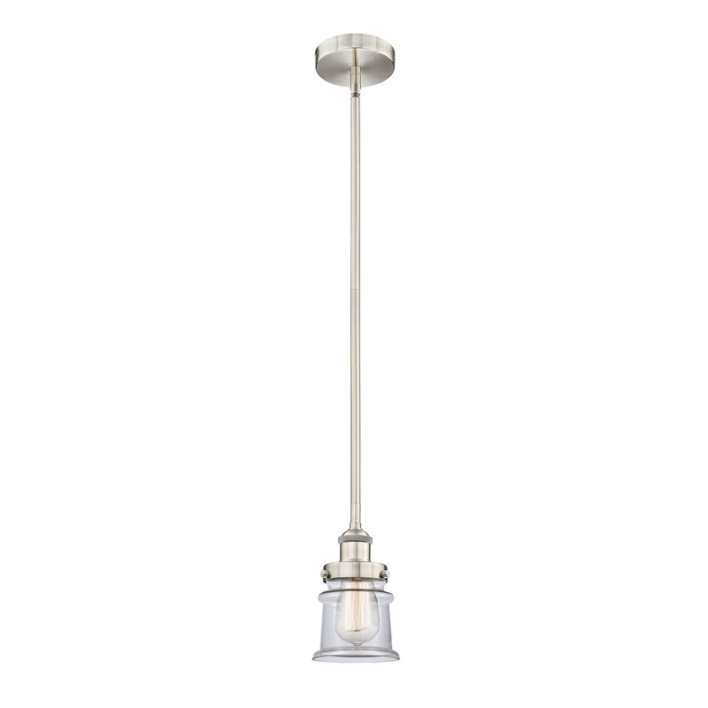 Innovations Canton 5.25in 1-Light Mini Pendant | Industrial Brushed Satin Nickel and Clear Glass | Kitchen Island & Dining Room | Model 616-1SH-SN-G182S