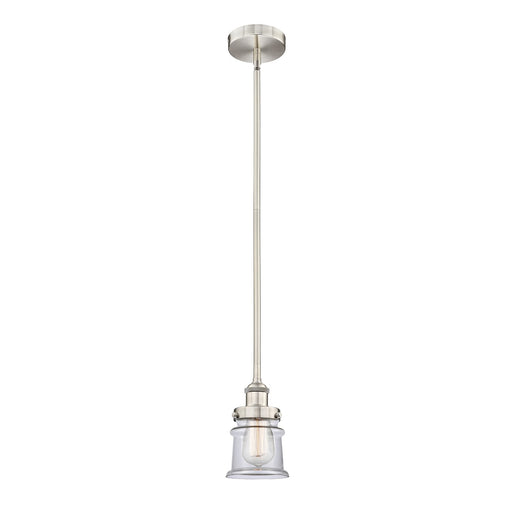 Innovations Canton 5.25in 1-Light Mini Pendant | Industrial Brushed Satin Nickel and Clear Glass | Kitchen Island & Dining Room | Model 616-1SH-SN-G182S