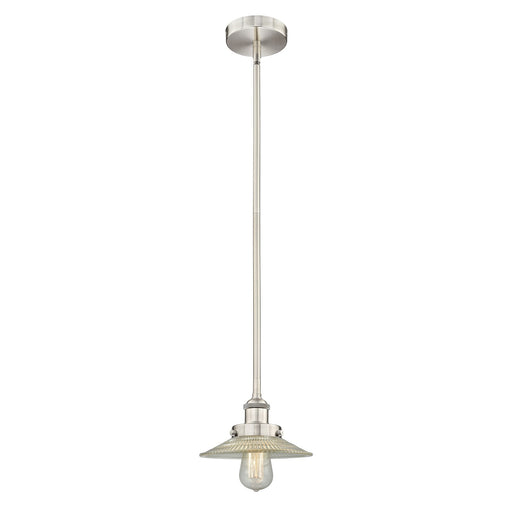 Innovations Halophane 9in 1-Light Mini Pendant | Industrial Brushed Satin Nickel Steel and Clear Halophane Glass | Kitchen Island & | Model 616-1SH-SN-G2