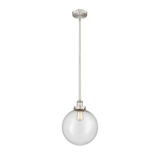 Innovations Beacon 12in 1-Light Mini Pendant | Industrial Brushed Satin Nickel Steel and Seedy Glass | Kitchen Island & Dining | Model 616-1SH-SN-G204-12