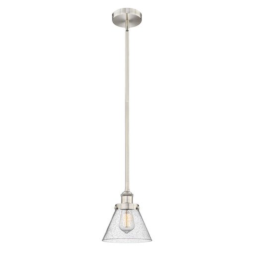 Innovations Cone 8in 1-Light Mini Pendant | Industrial Brushed Satin Nickel Steel and Seedy Glass | Kitchen Island & Dining | Model 616-1SH-SN-G44-LED