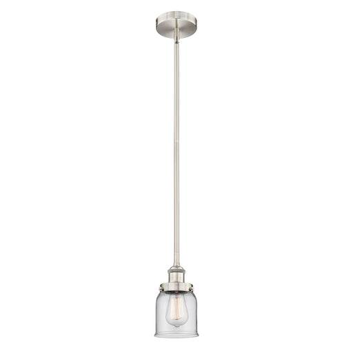 Innovations Bell 5in 1-Light Mini Pendant | Industrial Brushed Satin Nickel Steel and Clear Glass | Kitchen Island & Dining | Model 616-1SH-SN-G52-LED