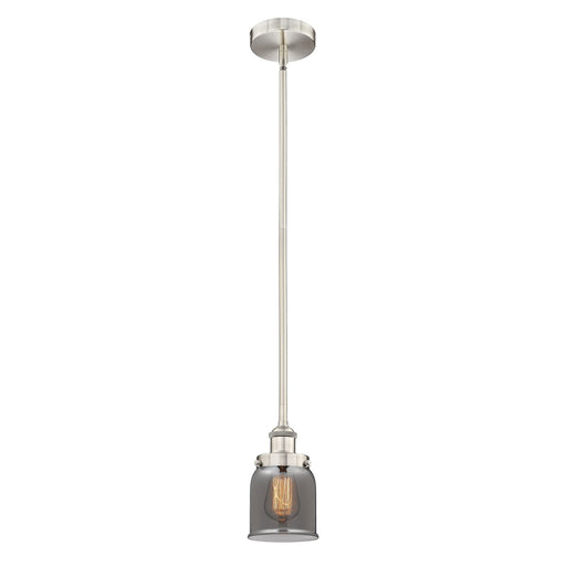 Innovations Bell 5in 1-Light Mini Pendant | Industrial Brushed Satin Nickel Steel and Light Smoke Glass | Kitchen Island & | Model 616-1SH-SN-G53-LED