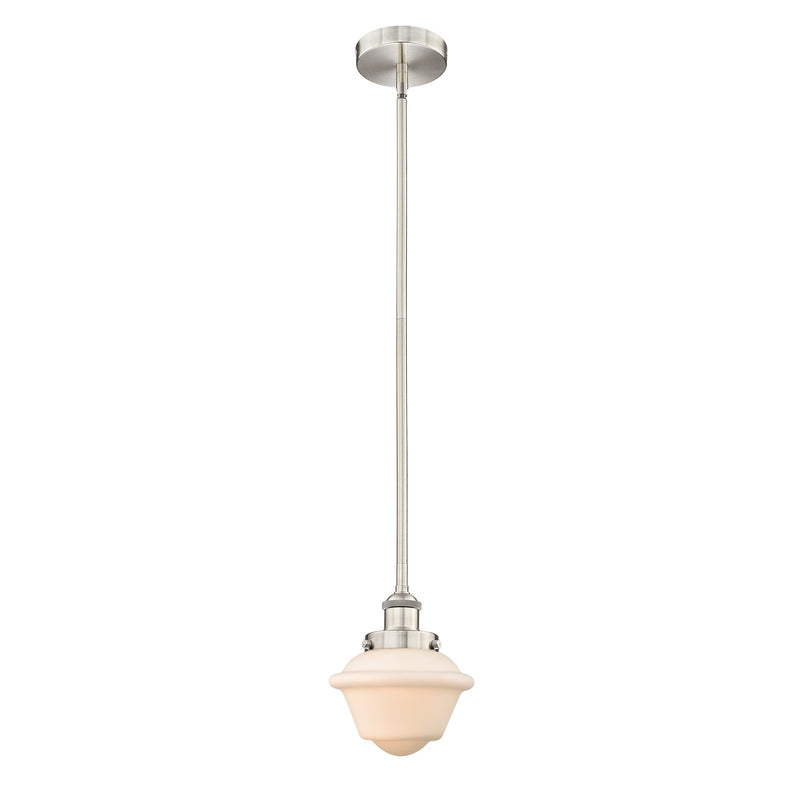 Innovations Oxford 7.25in 1-Light Mini Pendant | Traditional Brushed Satin Nickel and Matte White Frosted Glass | Kitchen Island & | Model 616-1SH-SN-G531