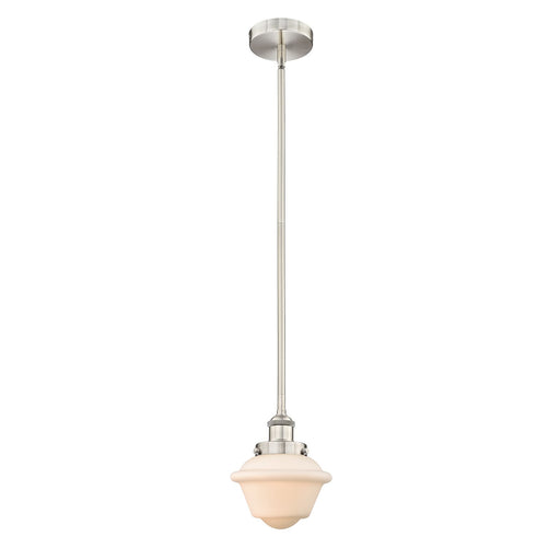 Innovations Oxford 7.25in 1-Light Mini Pendant | Traditional Brushed Satin Nickel and Matte White Frosted Glass | Kitchen | Model 616-1SH-SN-G531-LED
