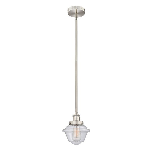 Innovations Oxford 7in 1-Light Mini Pendant | Traditional Brushed Satin Nickel Steel and Seedy Glass | Kitchen Island & Dining | Model 616-1SH-SN-G534