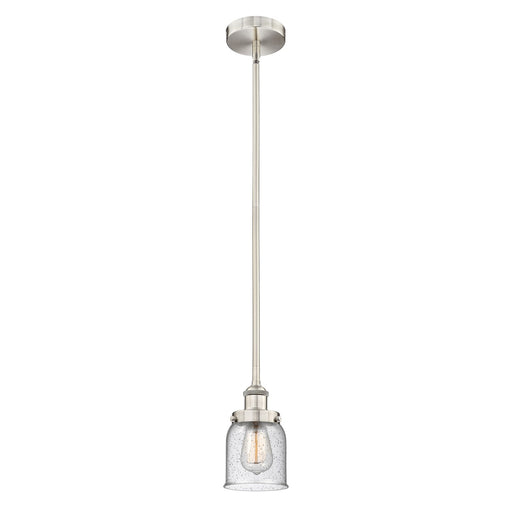 Innovations Bell 5in 1-Light Mini Pendant | Industrial Farmhouse Brushed Satin Nickel and Seedy Glass | Kitchen Island & Dining | Model 616-1SH-SN-G54