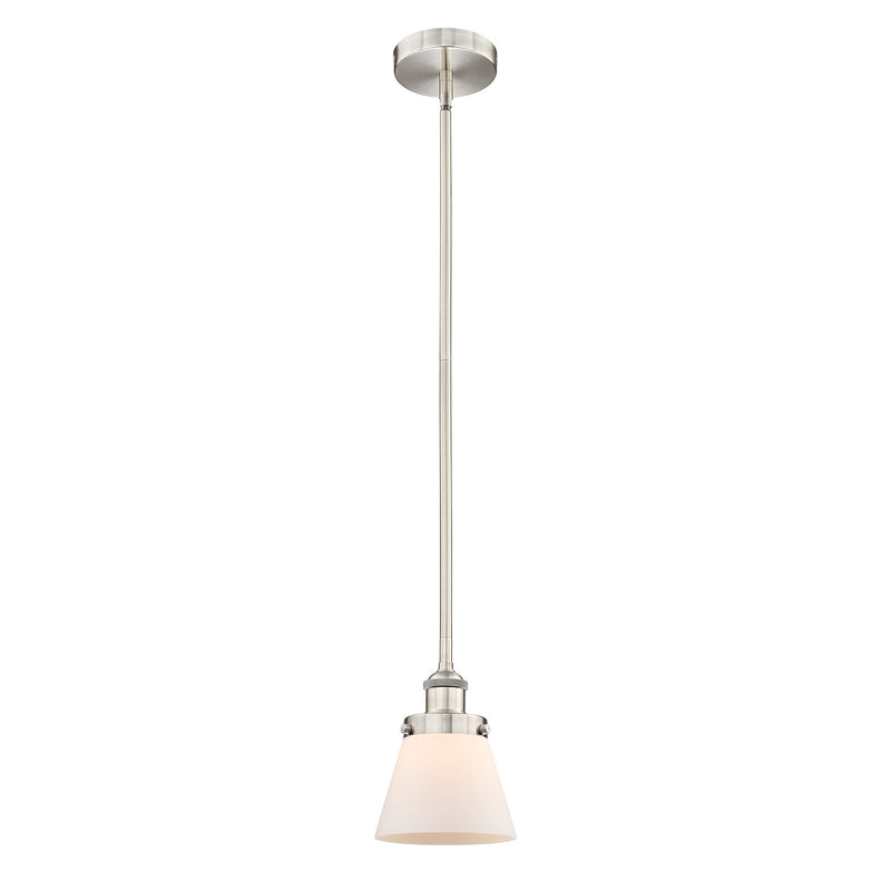 Innovations Lighting Cone 6.25in 1-Light Mini Pendant | Industrial Brushed Satin Nickel and Matte White Frosted Glass | Kitchen | Model 616-1SH-SN-G61