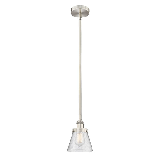 Innovations Cone 6in 1-Light Mini Pendant | Industrial Brushed Satin Nickel Steel and Seedy Glass | Kitchen Island & Dining Room | Model 616-1SH-SN-G64