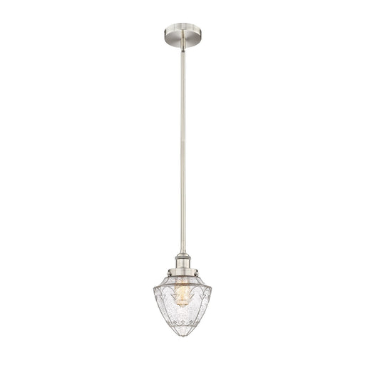 Innovations Bullet 7in 1-Light Mini Pendant | Traditional Art Deco Brushed Satin Nickel and Seedy Glass | Kitchen Island & | Model 616-1SH-SN-G664-7