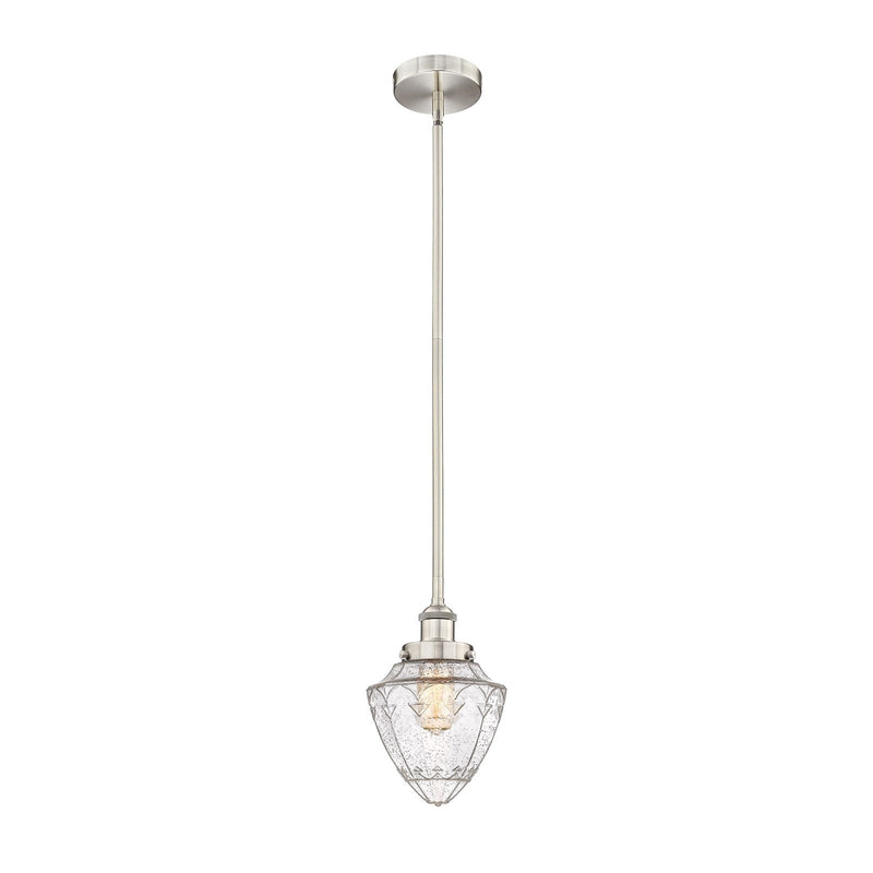 Innovations Bullet 7in 1-Light Mini Pendant | Traditional Art Deco Brushed Satin Nickel and Seedy Glass | Kitchen Island & | Model 616-1SH-SN-G664-7