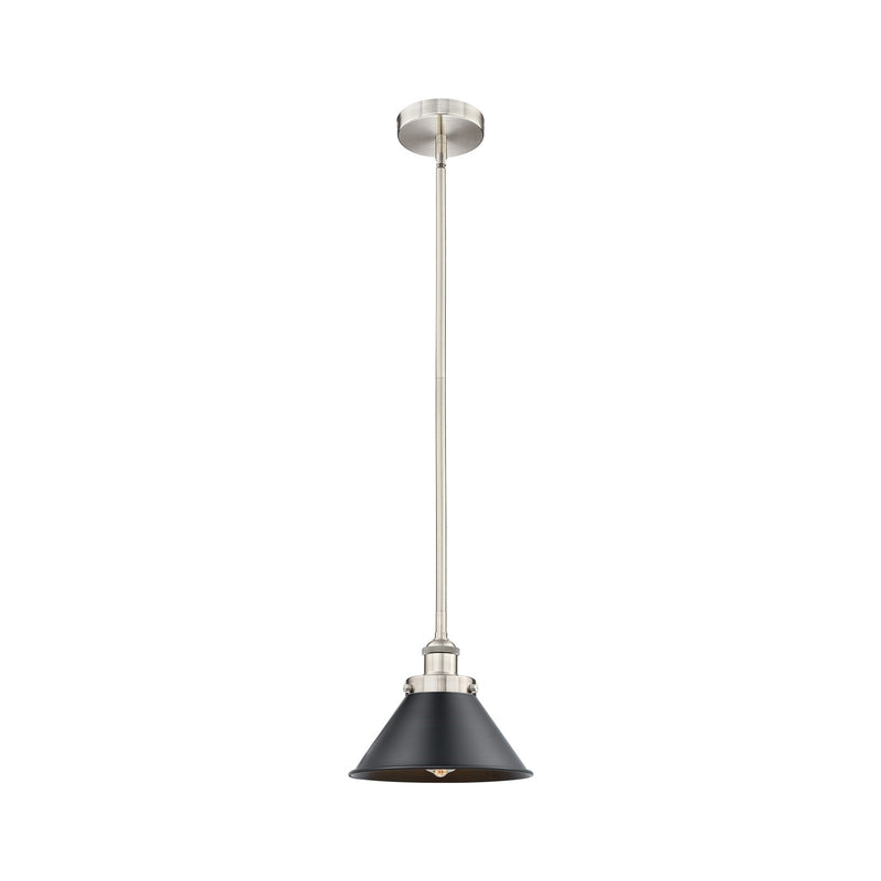 Innovations Briarcliff 10in 1-Light Mini Pendant | Traditional Industrial Brushed Satin Nickel and Matte Black Metal | Model 616-1SH-SN-M10-BK-LED