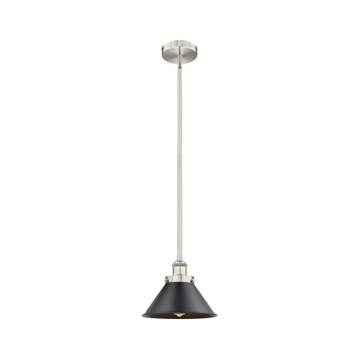 Innovations Briarcliff 10in 1-Light Mini Pendant | Traditional Industrial Brushed Satin Nickel and Matte Black Metal | Model 616-1SH-SN-M10-BK-LED