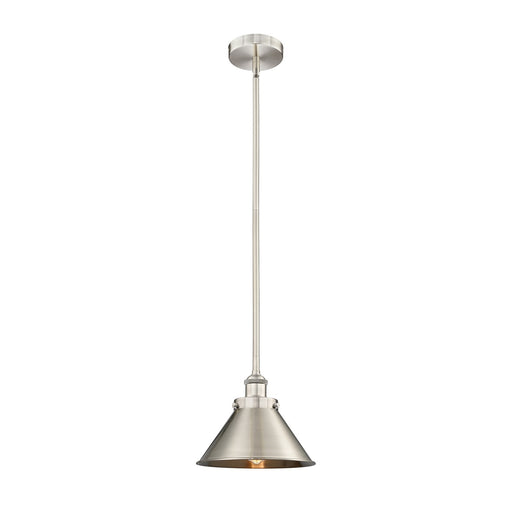 Innovations Briarcliff 10in 1-Light Mini Pendant | Traditional Industrial Brushed Satin Nickel Metal Shade | Kitchen Island & | Model 616-1SH-SN-M10-SN