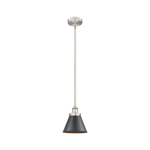 Innovations Appalachian 8in 1-Light Mini Pendant | Industrial Brushed Satin Nickel and Matte Black Metal Shade | Kitchen Island | Model 616-1SH-SN-M13-BK
