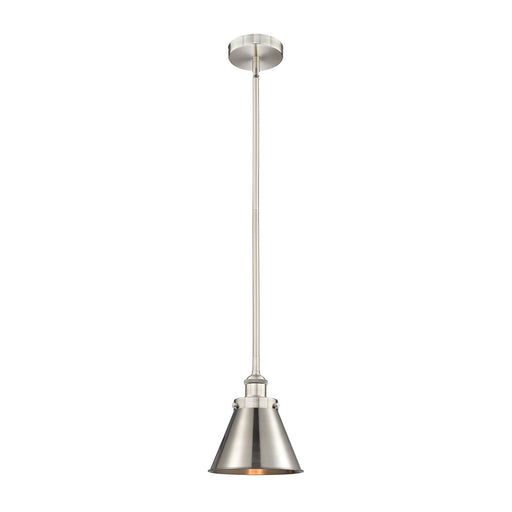 Innovations Appalachian 8in 1-Light Mini Pendant | Industrial Brushed Satin Nickel Steel and Brushed Satin Nickel Metal Shade | Model 616-1SH-SN-M13-SN
