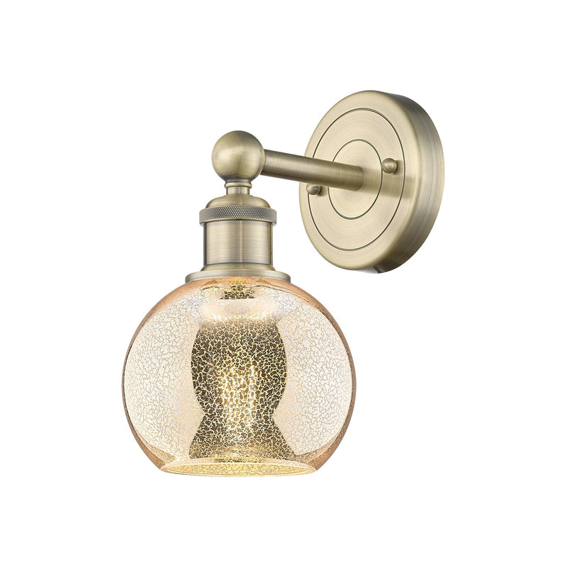 Innovations Athens 6in 1-Light Wall Sconce | Industrial Antique Brass and Mercury Glass | Entryway & Hallway Accent | 5.88 x | Model 616-1W-AB-G128-6