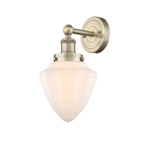 Innovations Bullet 7in 1-Light Wall Sconce | Industrial Antique Brass and Matte White Frosted Glass | Bathroom & Hallway Accent | Model 616-1W-AB-G661-7