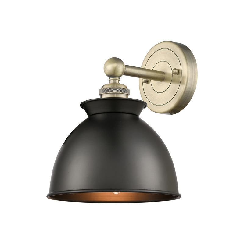 Innovations Adirondack 8.25in 1-Light Wall Sconce | Industrial Farmhouse Antique Brass and Matte Black Metal | Bathroom & Hallway | Model 616-1W-AB-M14-BK