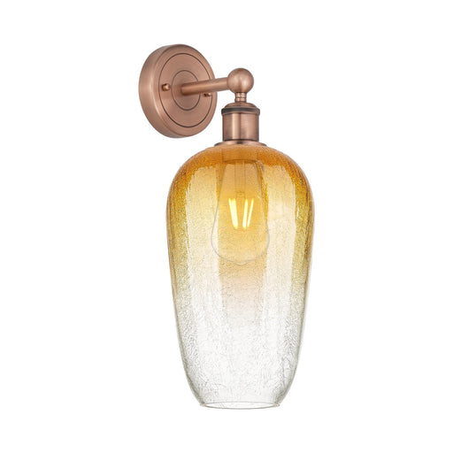 Innovations Brookhaven Flute 7in 1-Light Wall Sconce | Industrial Antique Copper Steel and Amber Glass | Entryway & Hallway | Model 616-1W-AC-G484-7AM