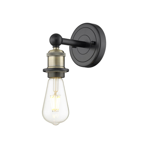 Innovations Lighting Edison 1-Light Wall Sconce | Industrial Black Antique Brass Steel and Cast Brass | Bathroom & Hallway Accent Light | Model 616-1W-BAB