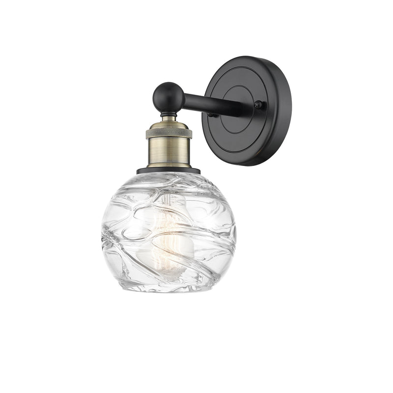 Innovations Athens Deco Swirl 6in 1-Light Wall Sconce | Industrial Black Antique Brass and Clear Glass | Damp-Rated Bathroom | Model 616-1W-BAB-G1213-6CL