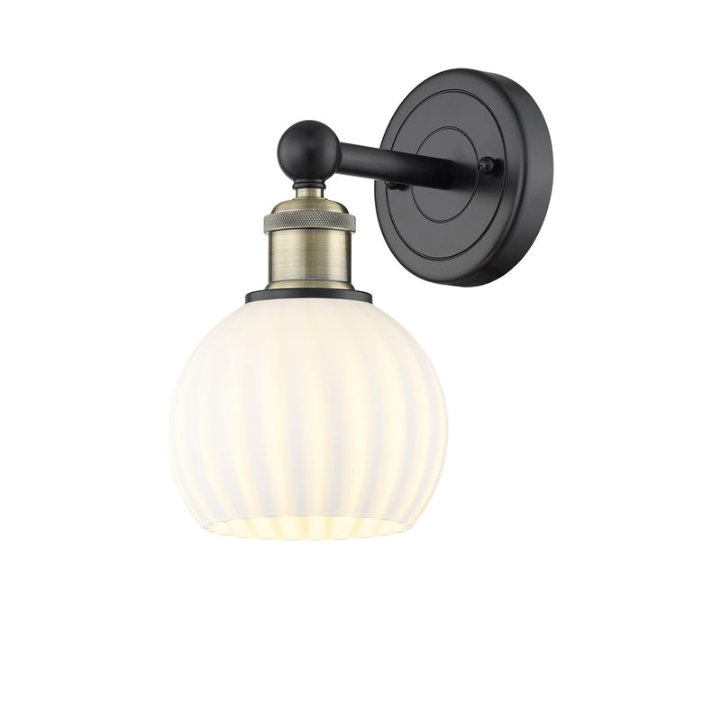 Innovations White Venetian 6in 1-Light Wall Sconce | Art Nouveau Black Antique Brass and White Venetian Glass | Bedroom & | Model 616-1W-BAB-G1217-6WV