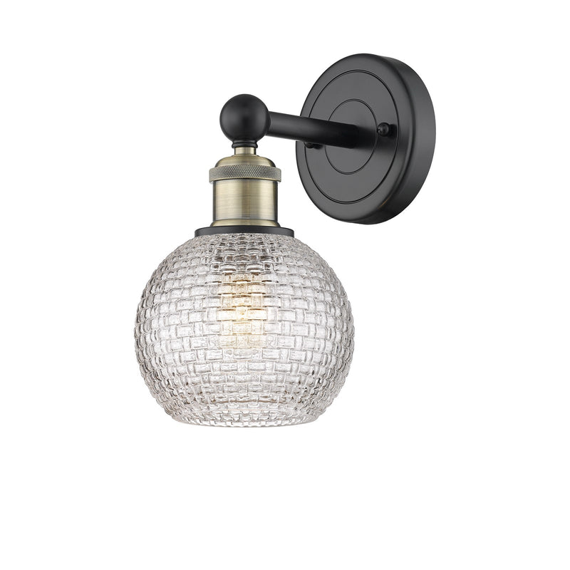 Innovations Athens 6in 1-Light Wall Sconce | Modern Farmhouse Black Antique Brass and Clear Basket Weave Glass | Hallway & | Model 616-1W-BAB-G122C-6CL