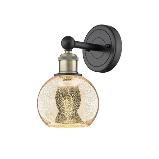 Innovations Athens 6in 1-Light Wall Sconce | Industrial Black Antique Brass and Mercury Glass | Bathroom & Hallway Accent | 5.88 | Model 616-1W-BAB-G128-6