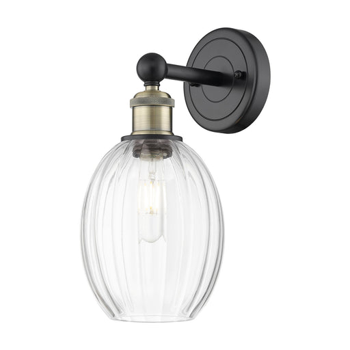 Innovations Preston Bulb 6.25in 1-Light Wall Sconce | Industrial Black Antique Brass and Clear Glass | Bathroom & Hallway | Model 616-1W-BAB-G459-6CL