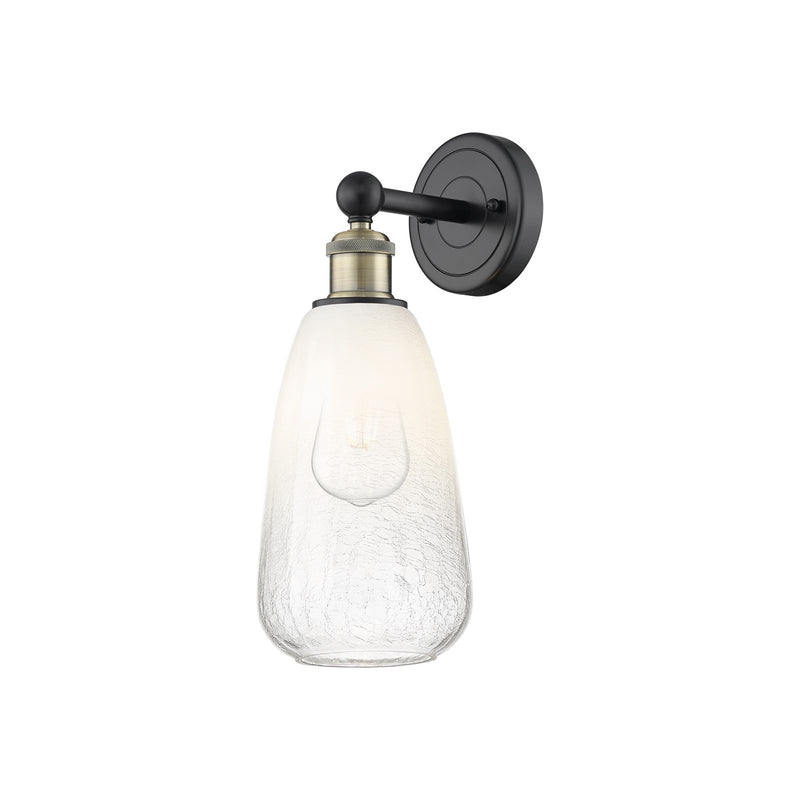 Innovations Brookhaven Almond 6in 1-Light Wall Sconce | Industrial Black Antique Brass and Opal Glass | Bathroom & Hallway | Model 616-1W-BAB-G480-6OP