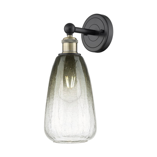 Innovations Brookhaven Almond 6in 1-Light Wall Sconce | Industrial Black Antique Brass and Slate Glass | Bathroom & Hallway | Model 616-1W-BAB-G480-6SL