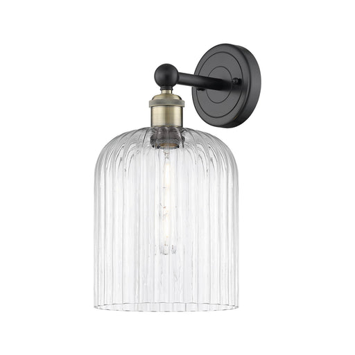 Innovations Bridal Veil 1-Light Wall Sconce | Art Nouveau Industrial Black Antique Brass and Clear Ribbed Glass | Bathroom & | Model 616-1W-BAB-G559-8CL