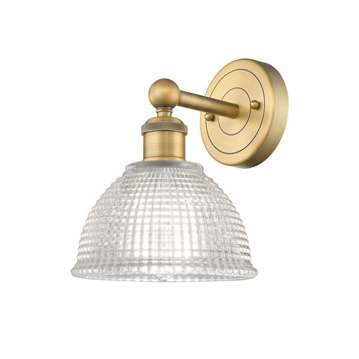 Innovations Arietta 8in 1-Light Wall Sconce | Industrial Brushed Brass Steel and Clear Glass | Bathroom & Hallway Accent | 8 x | Model 616-1W-BB-G422