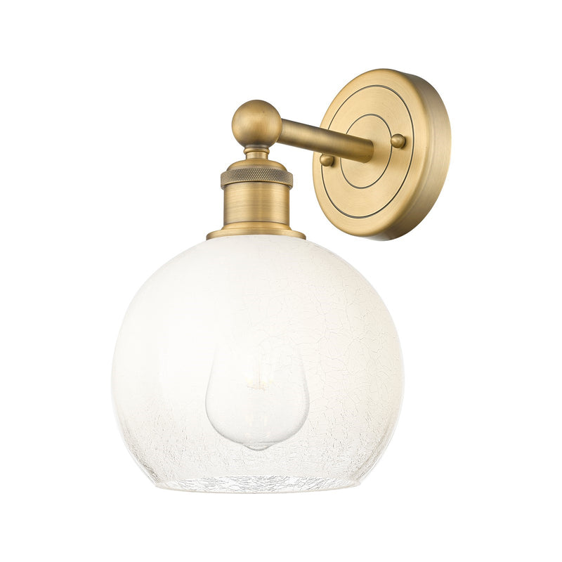 Innovations Brookhaven Globe 8in 1-Light Wall Sconce | Industrial Brushed Brass Steel and Opal Glass | Bathroom & Hallway | Model 616-1W-BB-G483-8OP