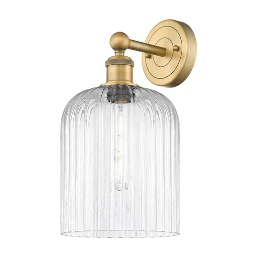 Innovations Bridal Veil 5in 1-Light Wall Sconce | Art Nouveau Brushed Brass and Clear Ribbed Glass | Bathroom & Hallway Accent | Model 616-1W-BB-G559-8CL