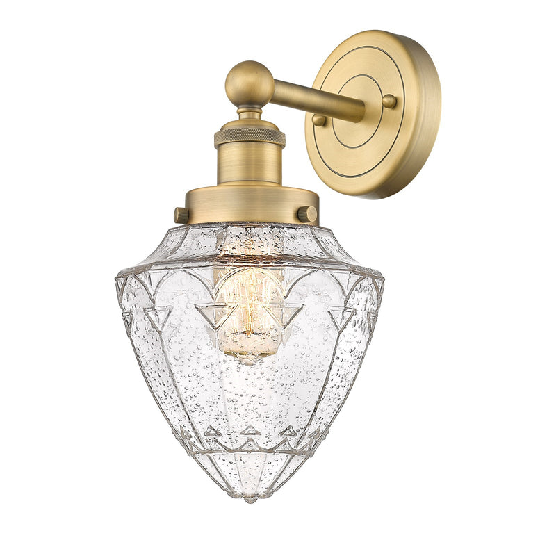 Innovations Bullet 7in 1-Light Wall Sconce | Industrial Brushed Brass Steel and Seedy Glass | Bathroom & Hallway Accent Light | 7 | Model 616-1W-BB-G664-7