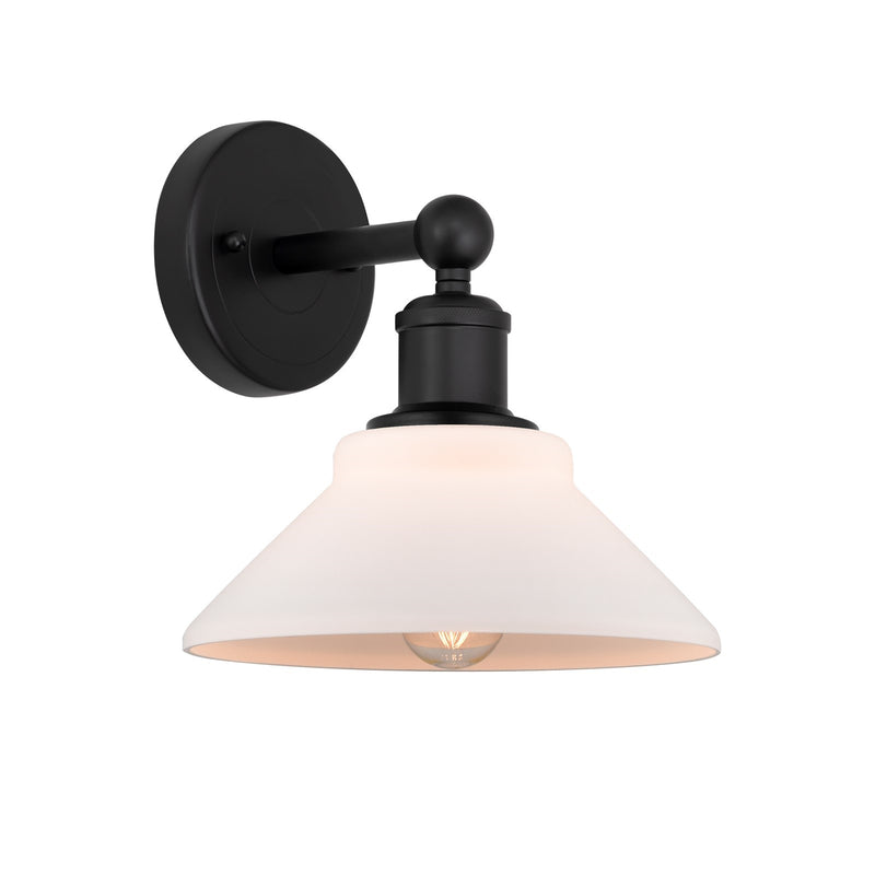 Innovations Orwell 1-Light Wall Sconce | Industrial Matte Black Steel and Matte White Glass | Entryway & Hallway Accent | 8.38 x | Model 616-1W-BK-G131