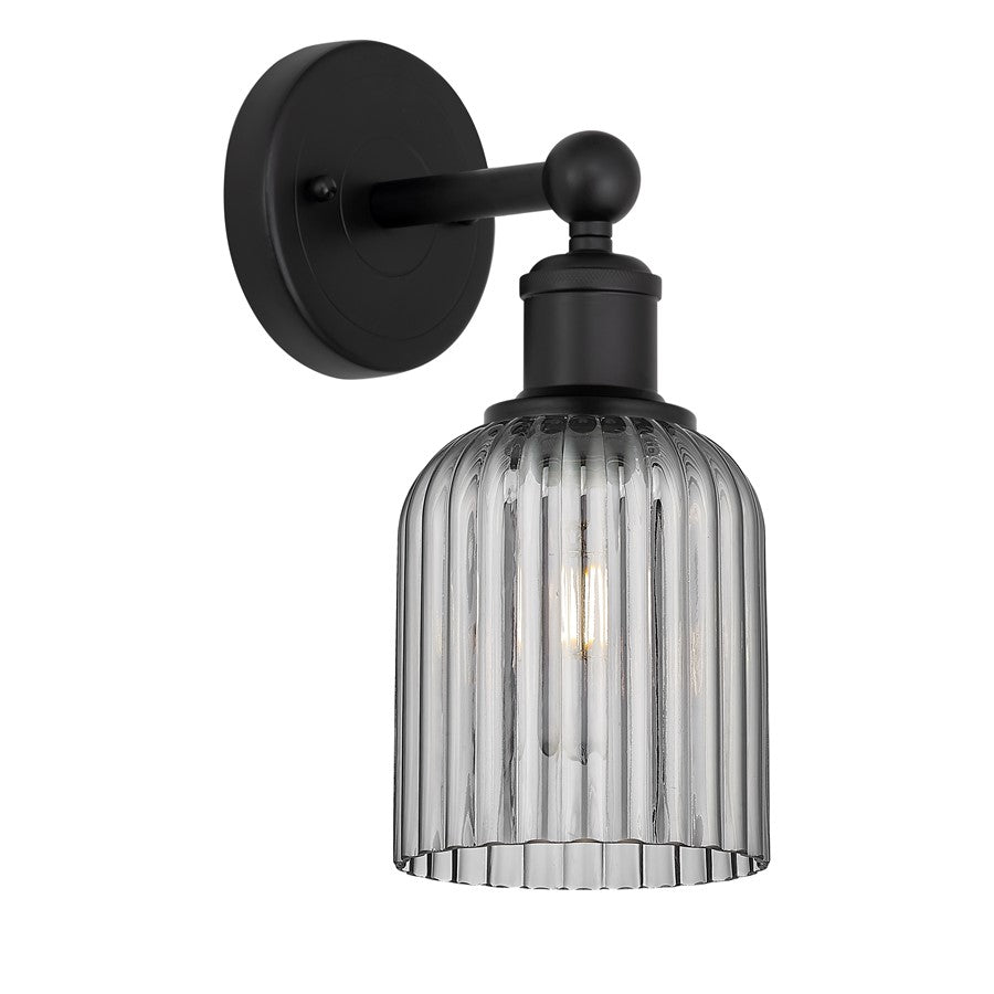 Innovations Edison Bridal Veil 1Lt 5" Sconce, Black//Smoke- 616-1W-BK-G559-5SM